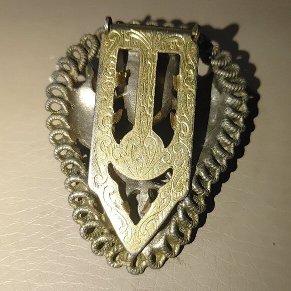 Victorian Vintage Tulip Style Floral Flower Dress Clip  Shoe Scarf Silver Tone - Picture 2 of 9